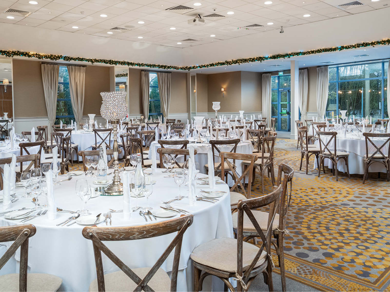 Elegant banquet and event room setup at Radisson Blu Hotel and Spa Limerick. Ideal for weddings, gala dinners and large events in Limerick, the hotel offers flexible event spaces and expert coordination